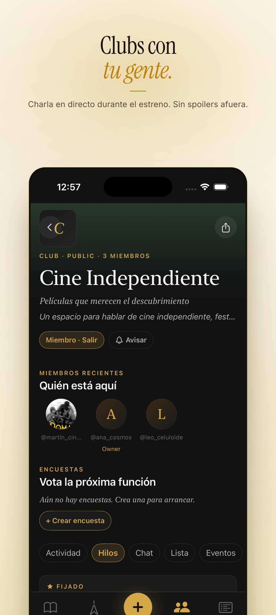 Film clubs and live conversation in Cinalis