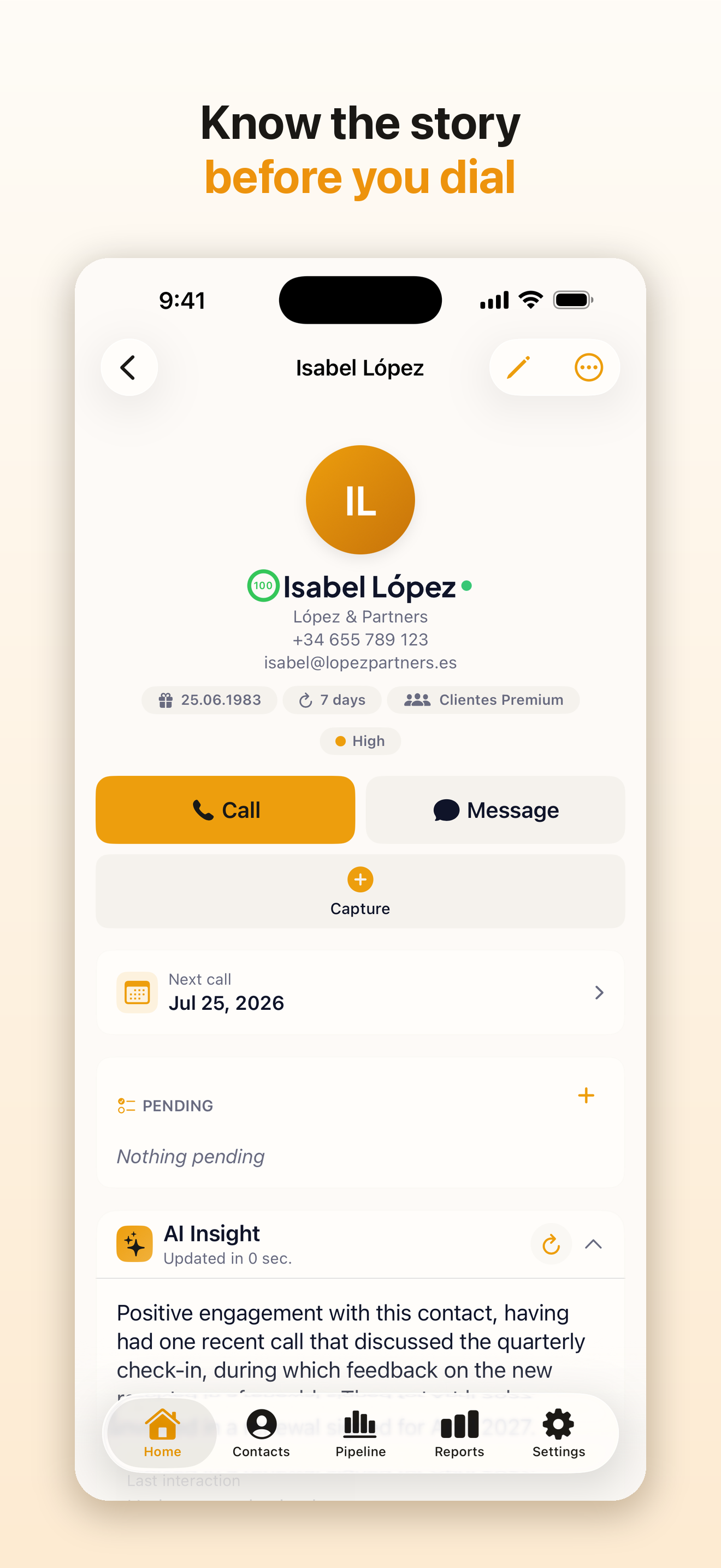 AI-assisted contact context in Nexicall